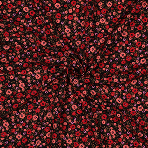 Tissu viscose petites fleurs éclatantes - Noir