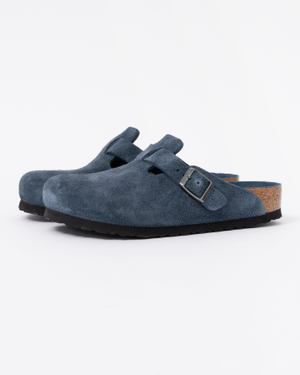 Birkenstock Boston Soft Footbed Unisex Suede Clogs - New Navy Tonal FB