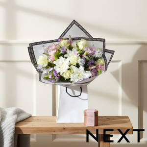 NEXT Pink & Lilac Lily Bouquet with Hotel Chocolat Champagne Truffles Gift Set