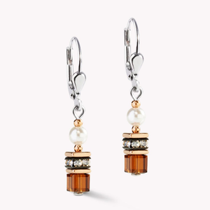 Small Cubes GEOCUBE Earrings Rose Gold Plated Mocha Mousse