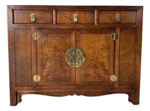 Vintage Henredon Asian-Inspired Petite Sideboard With Brass Hardware