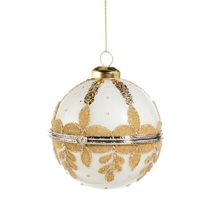 Raz - Holiday Rendezvous-White Round Jewellery Box Ornament