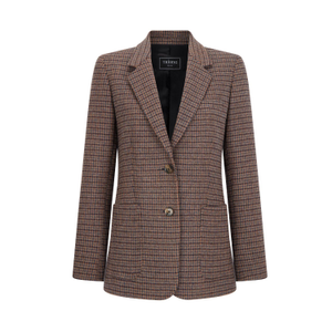 Brown Houndstooth Una Patch Pocket Tweed Jacket (XL)