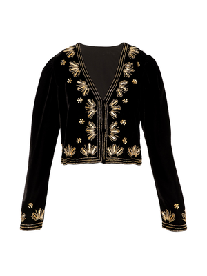 Celeste Black Velvet Embellished Trophy Jacket (L)