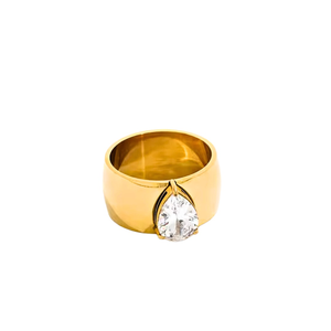 Teardrop Stone Waterproof Ring (O 1/2 (UK))