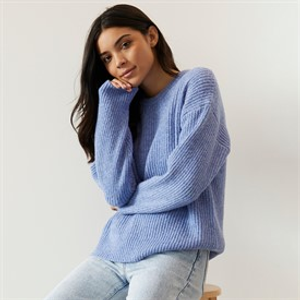 Board Angels Womens Crew Neck Oversized Jumper Blue