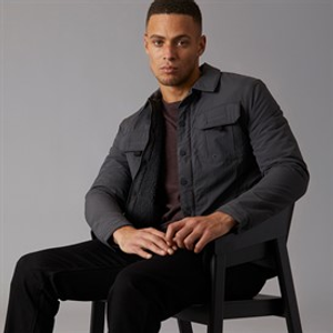 Brave Soul Mens Pearson Borg Lined Shacket Charcoal
