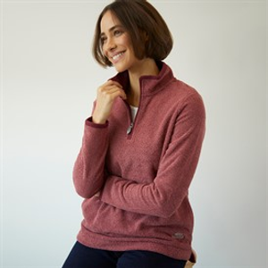 Weird Fish Womens Celina Eco 1/4 Zip Textured Fleece Garnet