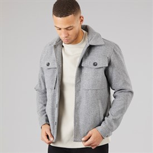 Brave Soul Mens Wasabi Faux Wool Shacket Grey