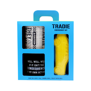 Tradie Emergency Kit with Blue Toilet Roll, Mug And Car Soap Gift Pack