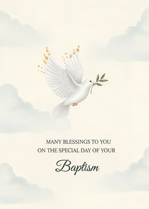 Many Blessings To You Illustrated Baptism Card