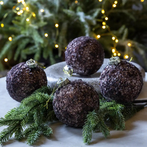 Brown Sugar Sequin Baubles, Large - Set of 4