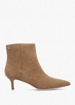 McKay Camel Suede Heeled Ankle Boots