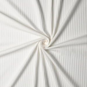 Tissu jersey coton léger côtelé - Écru