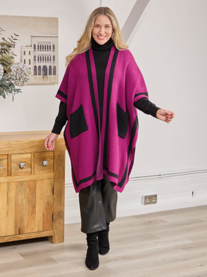 Athena Knitted Poncho - Plum