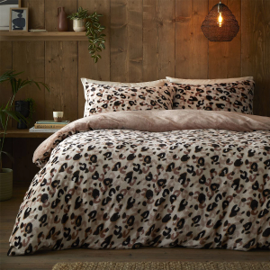 Cosy Leopard Duvet Cover Set - Natural Double 200x200cm