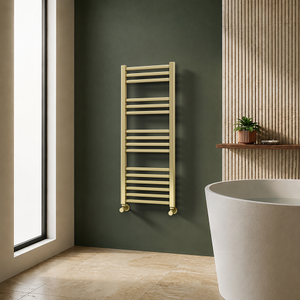 Toreno Heated Towel Rail - Brushed Brass - 400 x 1000mm - Straight Bars