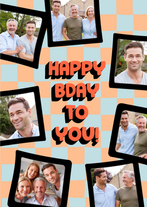 Fun Retro Photo Upload Birthday Card