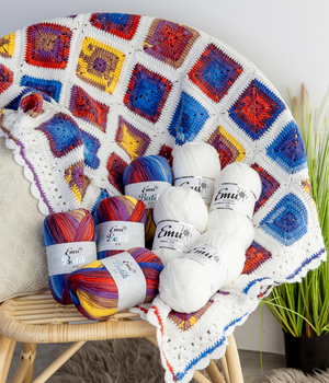 Batik Breeze Blanket in Emu Batik DK and Classic DK (1078)