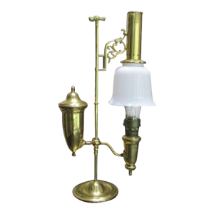 Vintage Aladdin Brass Student Lamp Milk Glass Shade 75th Anniversary 1983 Signed & Dated 1983