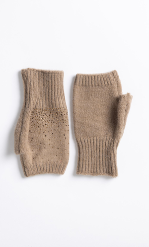Embellished Fingerless Gloves - Pink
