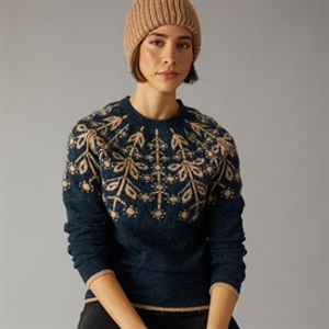 Weird Fish Womens Aaisha Eco Fair Isle Jumper Navy