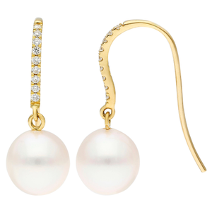 18ct Yellow Gold Diamond & Pearl Earrings