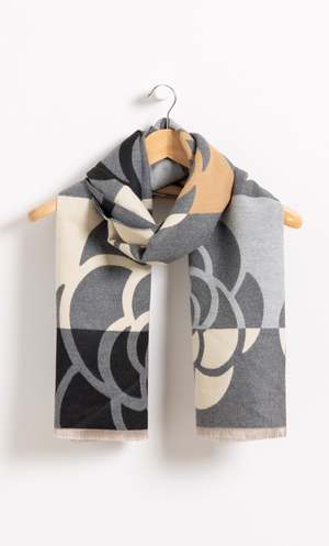 Floral Print Scarf - Grey Multi