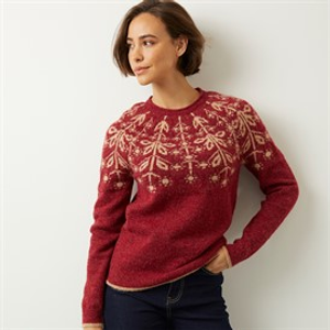 Weird Fish Womens Aaisha Eco Fair Isle Jumper Rhubarb