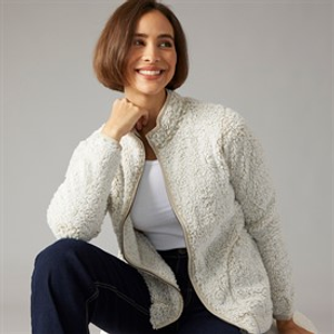 Weird Fish Womens Aurora Cosy Full Zip Fleece Beige