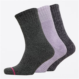 WEATHERPROOF Womens Three Pack Thermal Crew Socks Grey/Purple