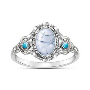 3.5-Carat Genuine White Buffalo Turquoise Ring Size 7.5
