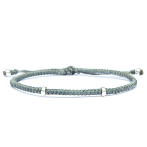 Equilibrium Men's Silver Rope Bracelet - Grey (M)