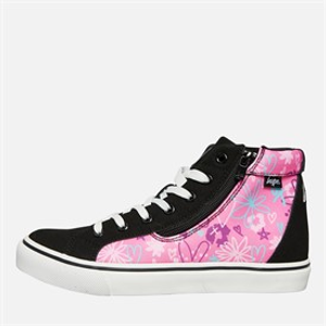 Hype Junior Ovabo Hi Top Trainers Black/Pink/Multi
