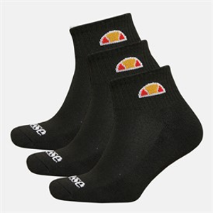 Ellesse Kids Three Pack Quarter Socks Black