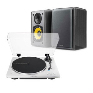 Audio-Technica AT-LP70XBT Bluetooth Turntable + Edifier R1010BT Active Bluetooth Speakers - Black