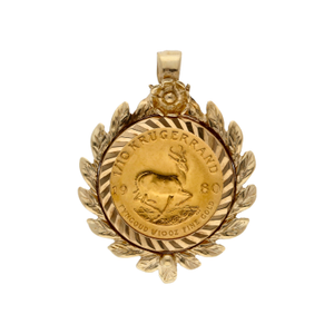 Pre-Owned 1980 1/10 Krugerrand Coin In 9ct Gold Pendant Mount