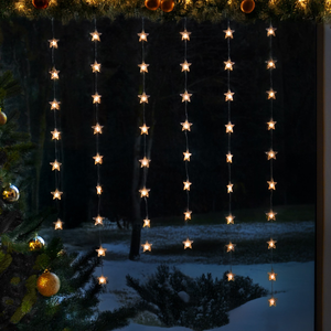 Warm White Battery Star Curtain Light Christmas Window Decoration