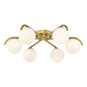 ORL6435 Orlena 6 Light Flush Satin Gold and Opal Glass
