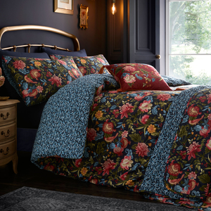 Dreams & Drapes Bejewelled Cotton Duvet Cover Bedding Set Navy