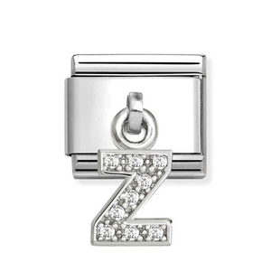 Classic Silver Letter Z Zirconia Pendant Charm