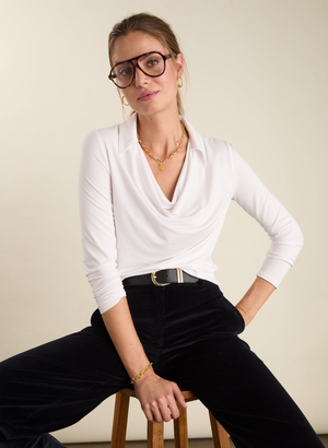 Etta Cowl Neck Top - UK 12 | EU 38 | US 08 / Pure White