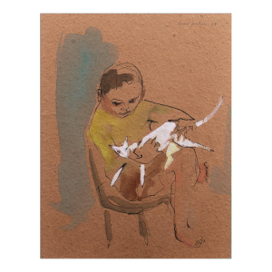 'Boy With a White Cat' by Anne Jenkins, 1958, Philadelphia Woman Artist, Moore College of Art