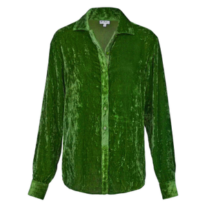 Silk Velvet Karen Shirt In Grass Green (S)