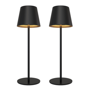 2x Rechargeable Table Lamp USB – Black – IP54 – Cordless – Touch Controls – Dimmable – CCT – 4400 mAh Battery - Nyra