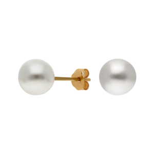 New 9ct Yellow Gold Simulated Pearl Stud Earrings