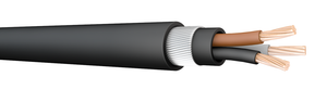 6.0mm 6943B LSZH SWA XLPE 3 Core Steel Wire Armoured Cable (priced per metre) Black 6943B6.0MM LSF BASEC Approved