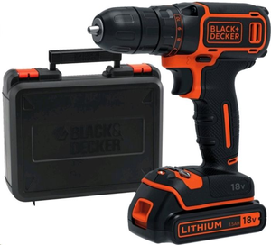 Skruvdragare/borr Black&Decker BDCDD186K-QW; 18 V; 1x1,5 Ah batt.