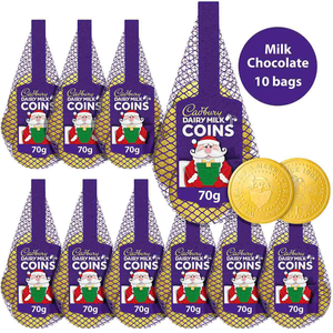 Cadbury Dairy Milk Chocolate Christmas Coins Bag 70g (Pack of 10)
