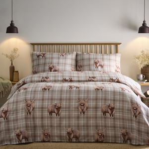 Highland Cow Natural Cotton Mix Duvet Cover Set